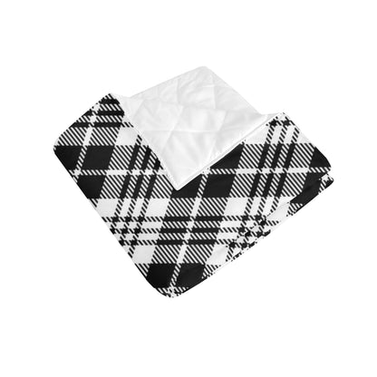 Plaid Black White Pattern Print Design A02 Premium Quilt