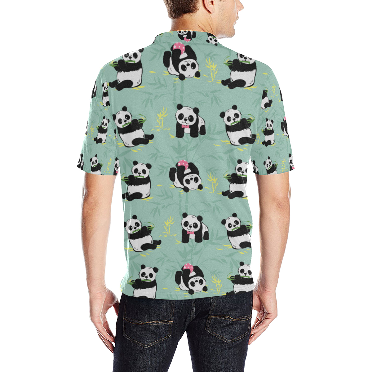 Panda Pattern Print Design A05 Men Polo Shirt