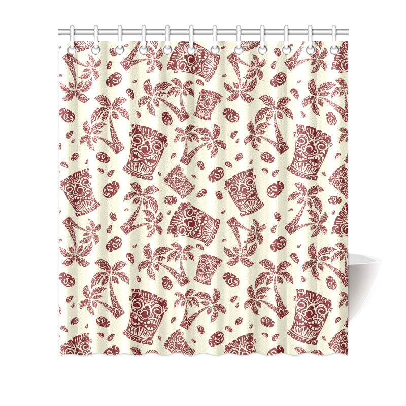 Tiki Tribal Mask Palm Tree Shower Curtain