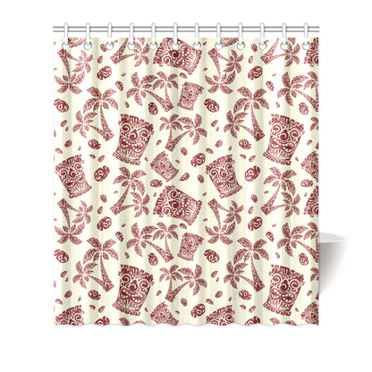 Tiki Tribal Mask Palm Tree Shower Curtain