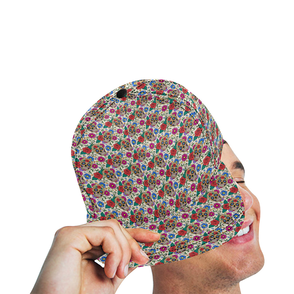 Sugar Skull Colorful Themed Print Snapback Cap