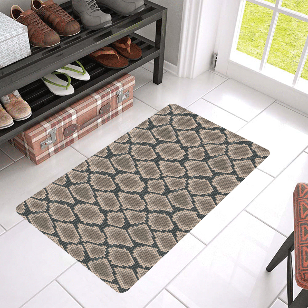 Snake Skin Design Print Rubber Doormat