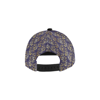 Paisley Blue Yellow Design Print Snapback Cap