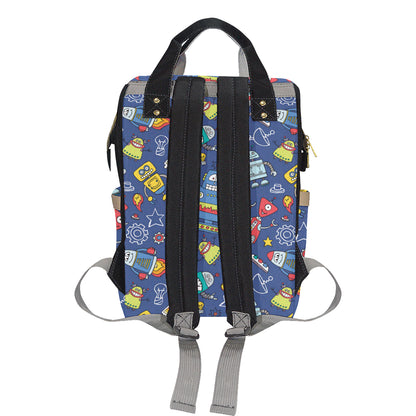 Robot Pattern Print Design A03 Diaper Bag Backpack
