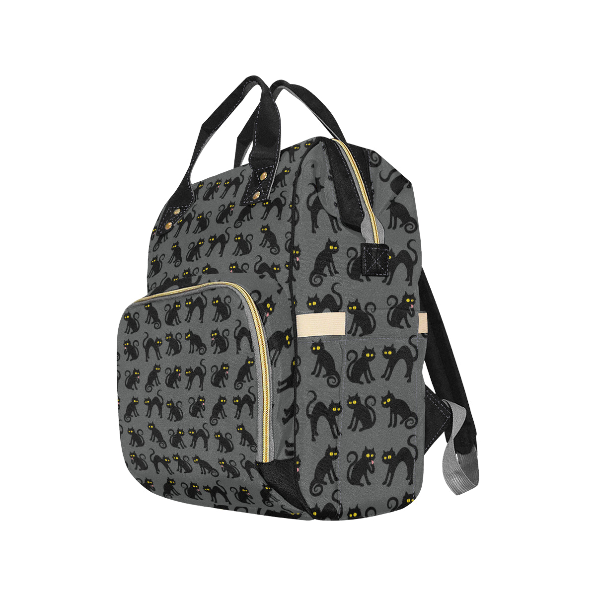 Black Cat Cute Print Pattern Diaper Bag Backpack