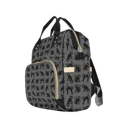 Black Cat Cute Print Pattern Diaper Bag Backpack