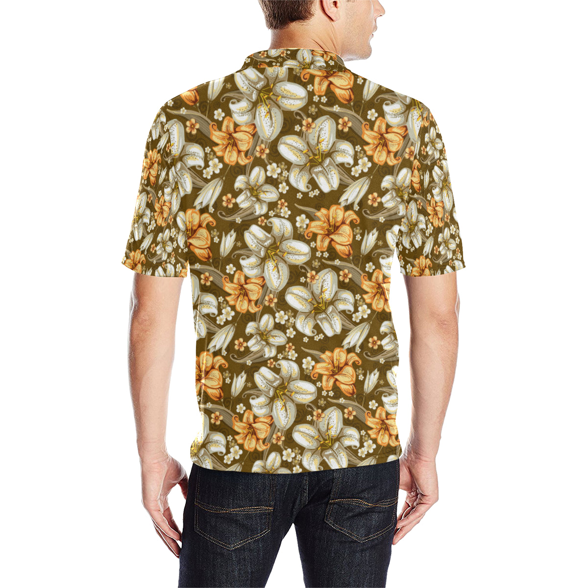 Lily Pattern Print Design 01 Men Polo Shirt