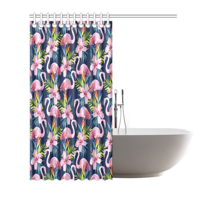 Flamingo Hibiscus Print Shower Curtain
