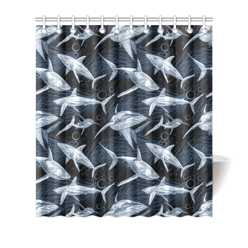 Shark Print Pattern Shower Curtain