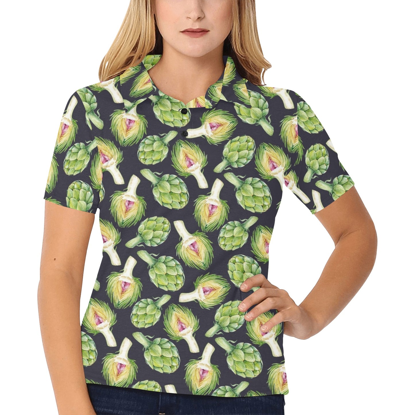 Artichoke Pattern Print Design 01 Women's Polo Shirt
