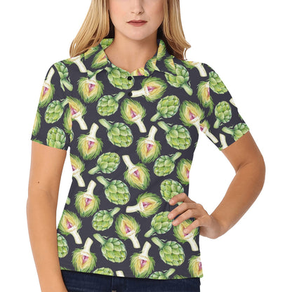 Artichoke Pattern Print Design 01 Women's Polo Shirt