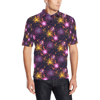 Firework Print Design LKS303 Men Polo Shirt