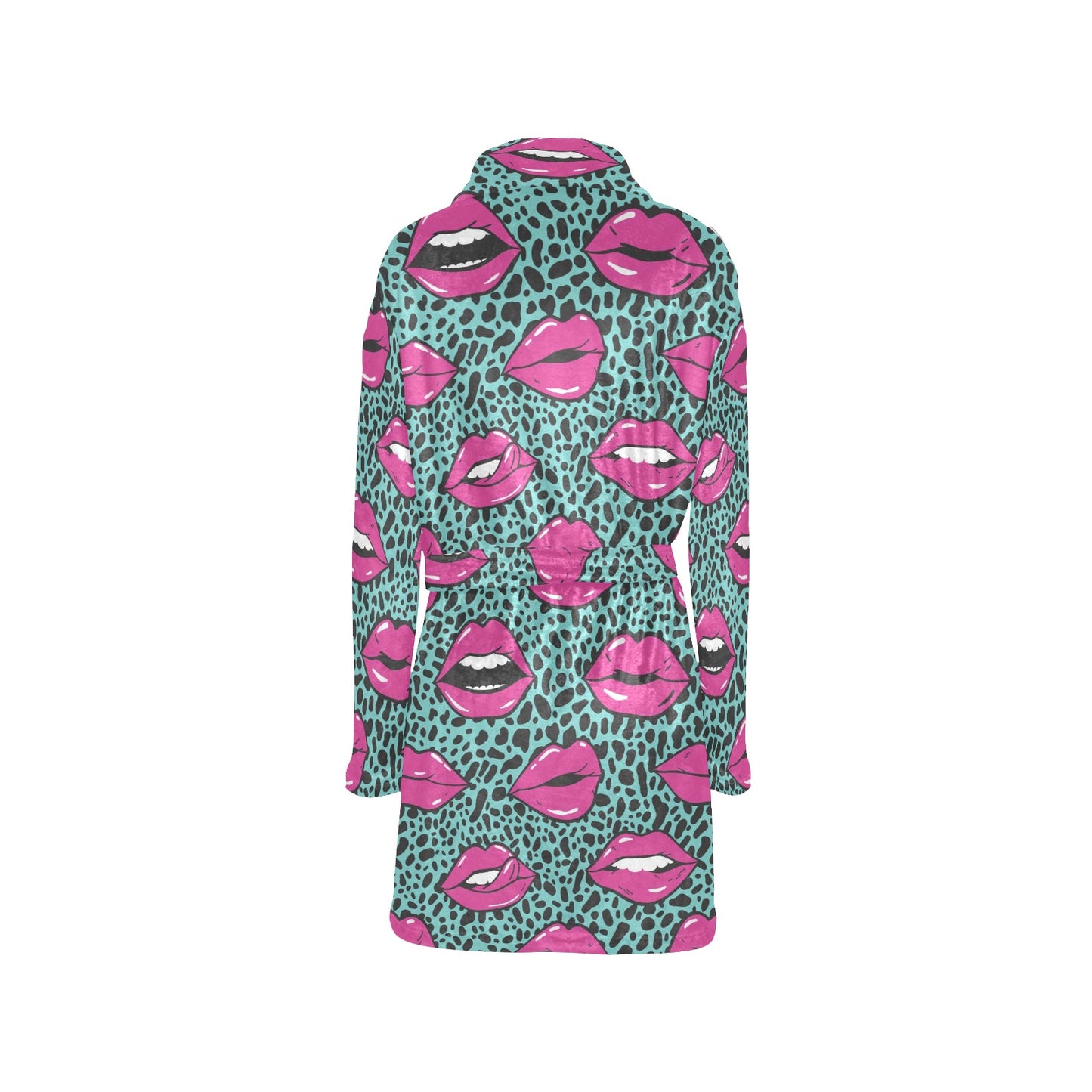 Lip Pattern Print Design 04 Women's Fleece Robe