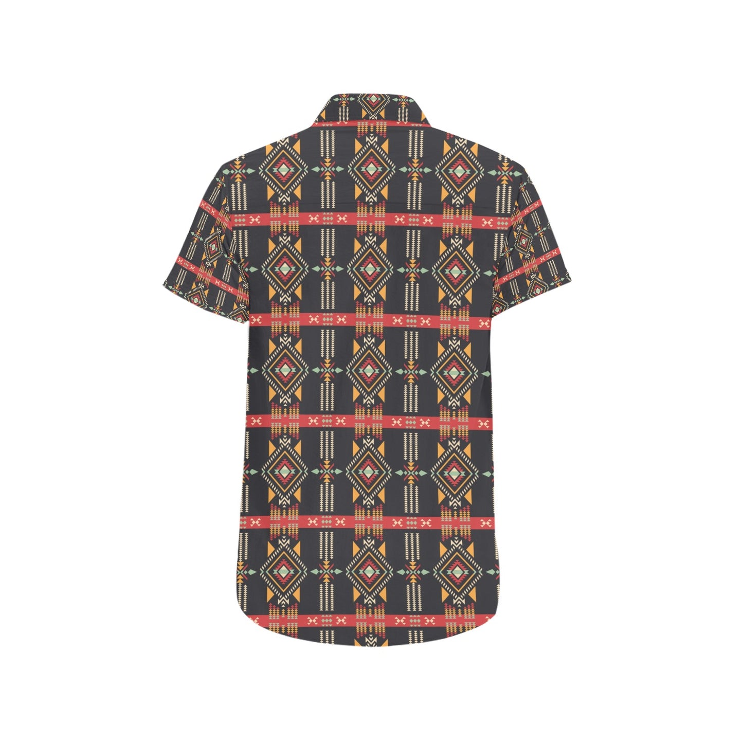 Southwest Pattern Print Design LKS303 Men Short Sleeve Button Up Shirt