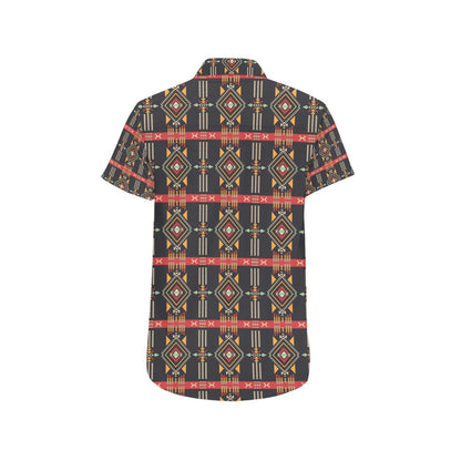 Southwest Pattern Print Design LKS303 Men Short Sleeve Button Up Shirt