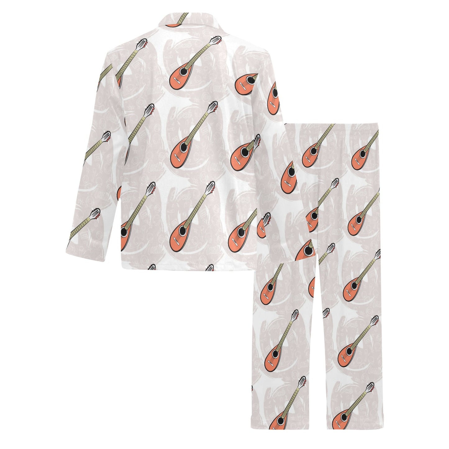 Mandolin Pattern Print Design 03 Men's Long Pajama Set