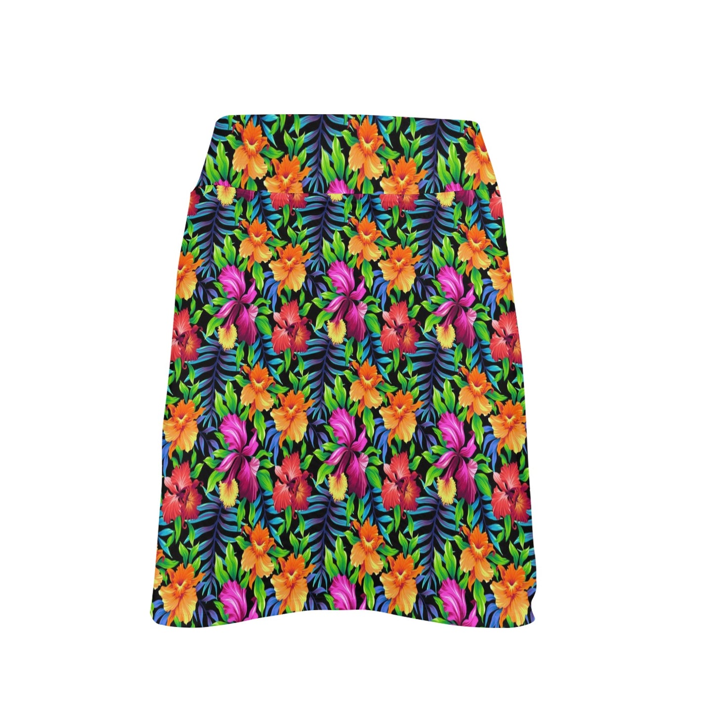 Tropical Folower Colorful Print 17" Golf & Pickleball Skort with Pockets