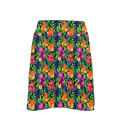Tropical Folower Colorful Print 17" Golf & Pickleball Skort with Pockets