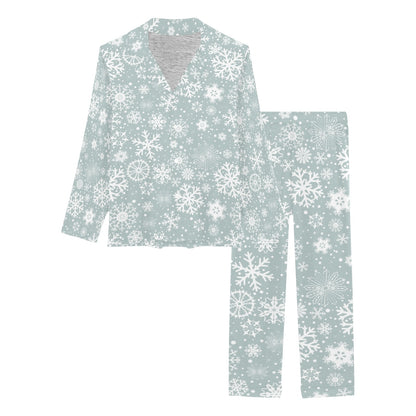 Snowflake Print Design LKS303 Women's Long Pajama Set
