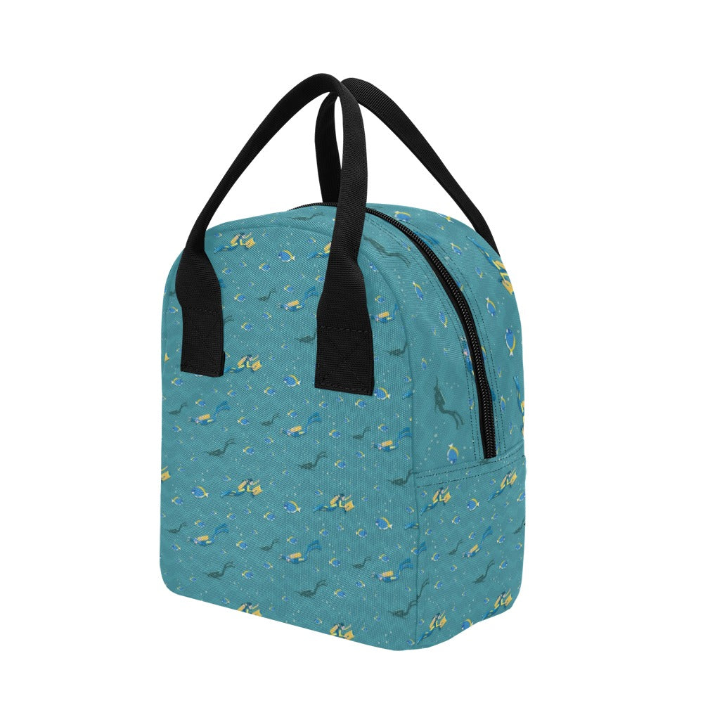 Scuba Driving Pattern Print Design LKS306 Insulated Lunch Bag