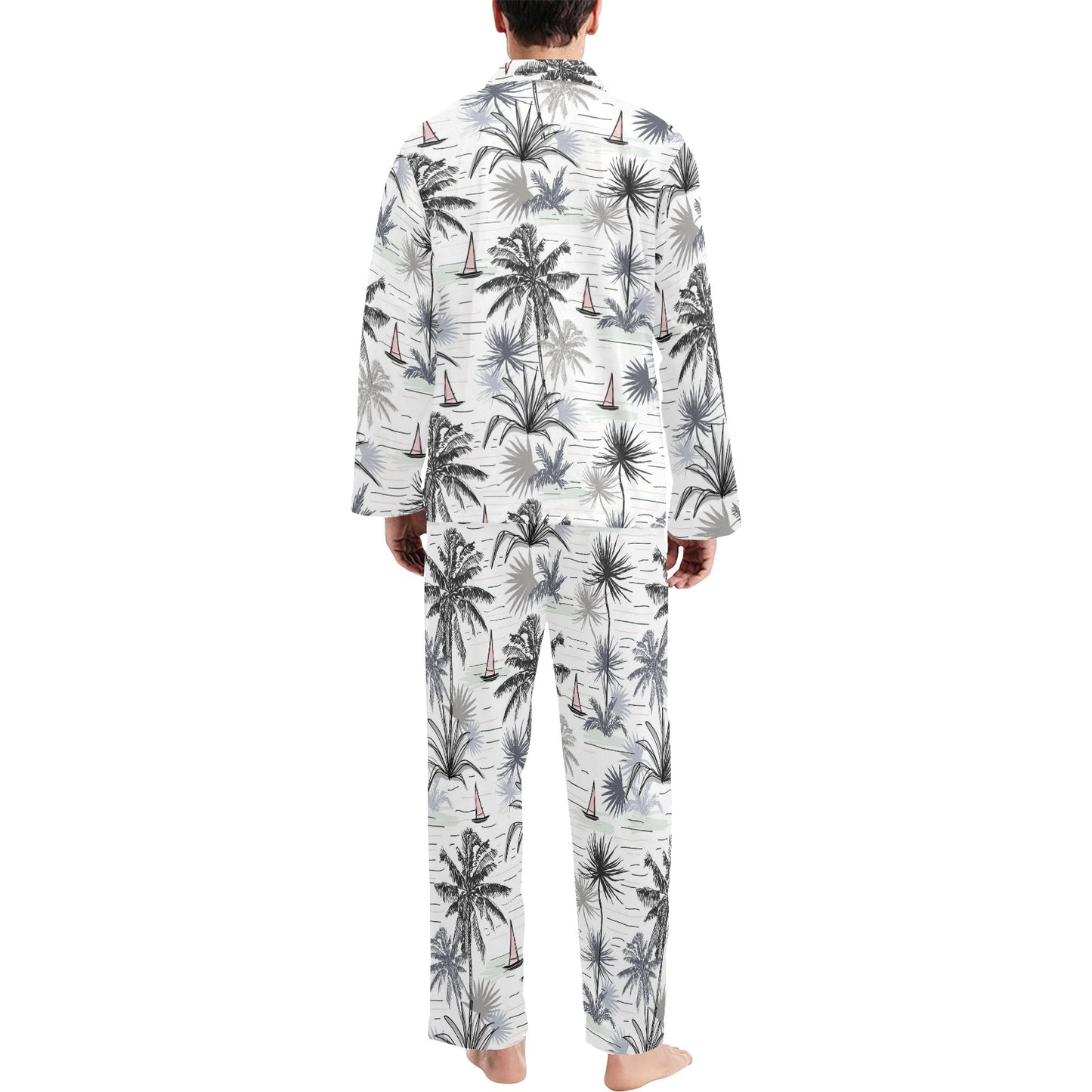 Pacific island Pattern Print Design A04 Men's Long Pajama Set