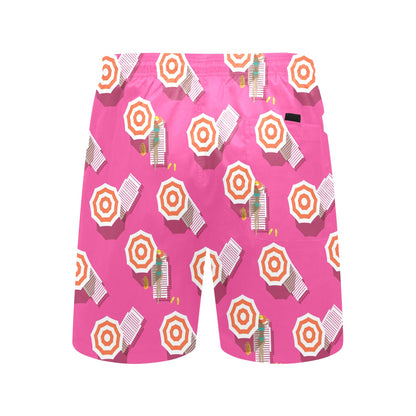 Beach Top View Umbrella Theme Men's Swim Trunks Beach Shorts
