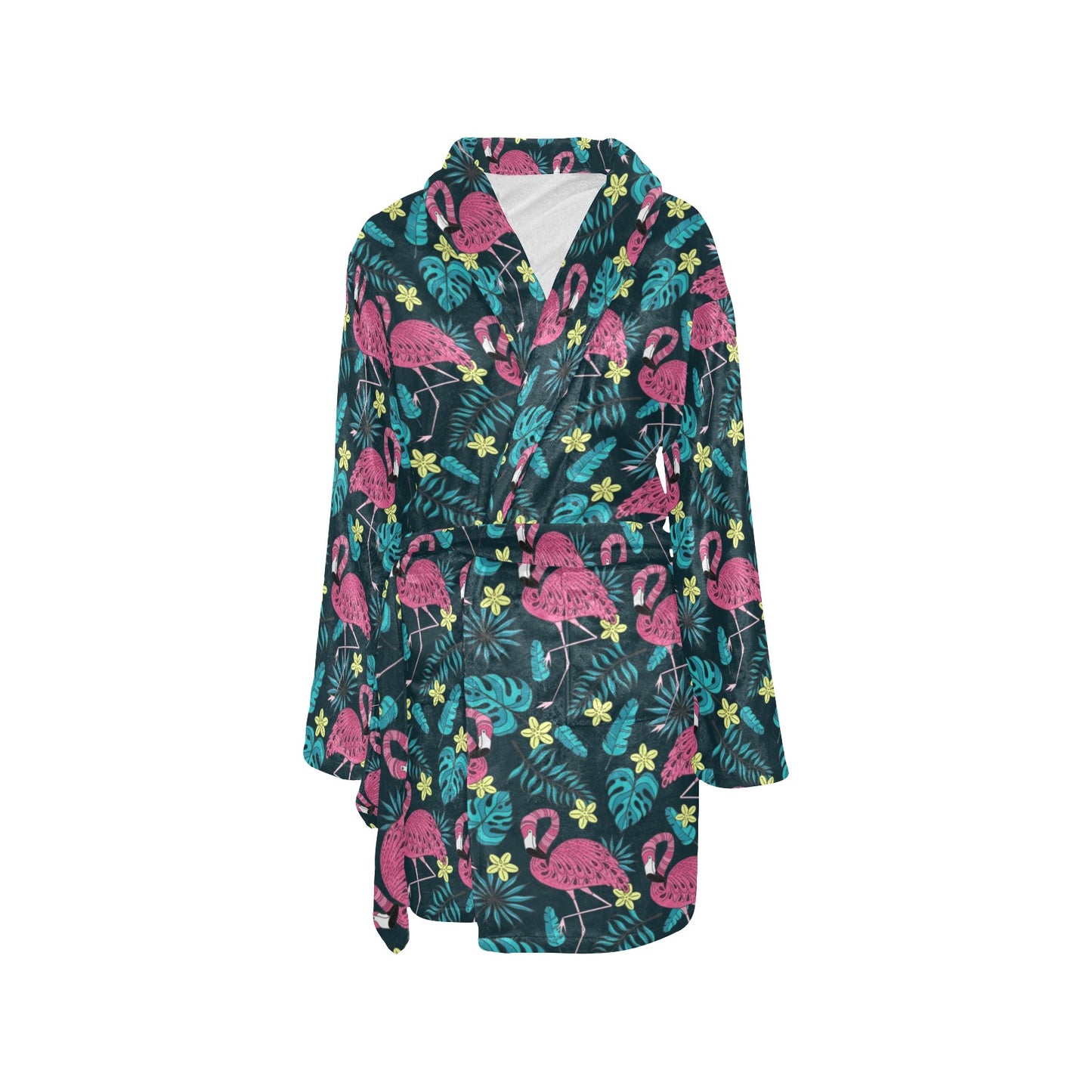 Flamingo Print Pattern Women's Fleece Robe