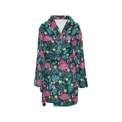Flamingo Print Pattern Women's Fleece Robe