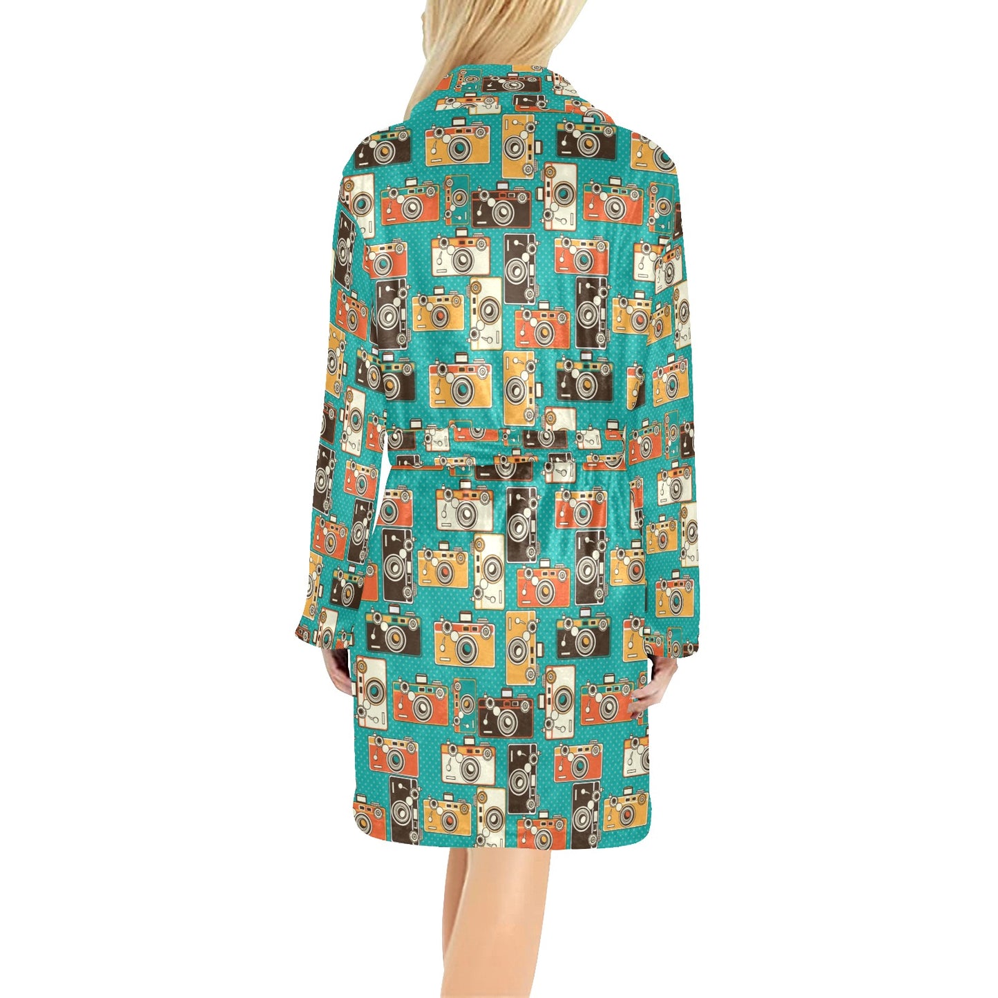 Camera Pattern Print Design 02 Women's Fleece Robe