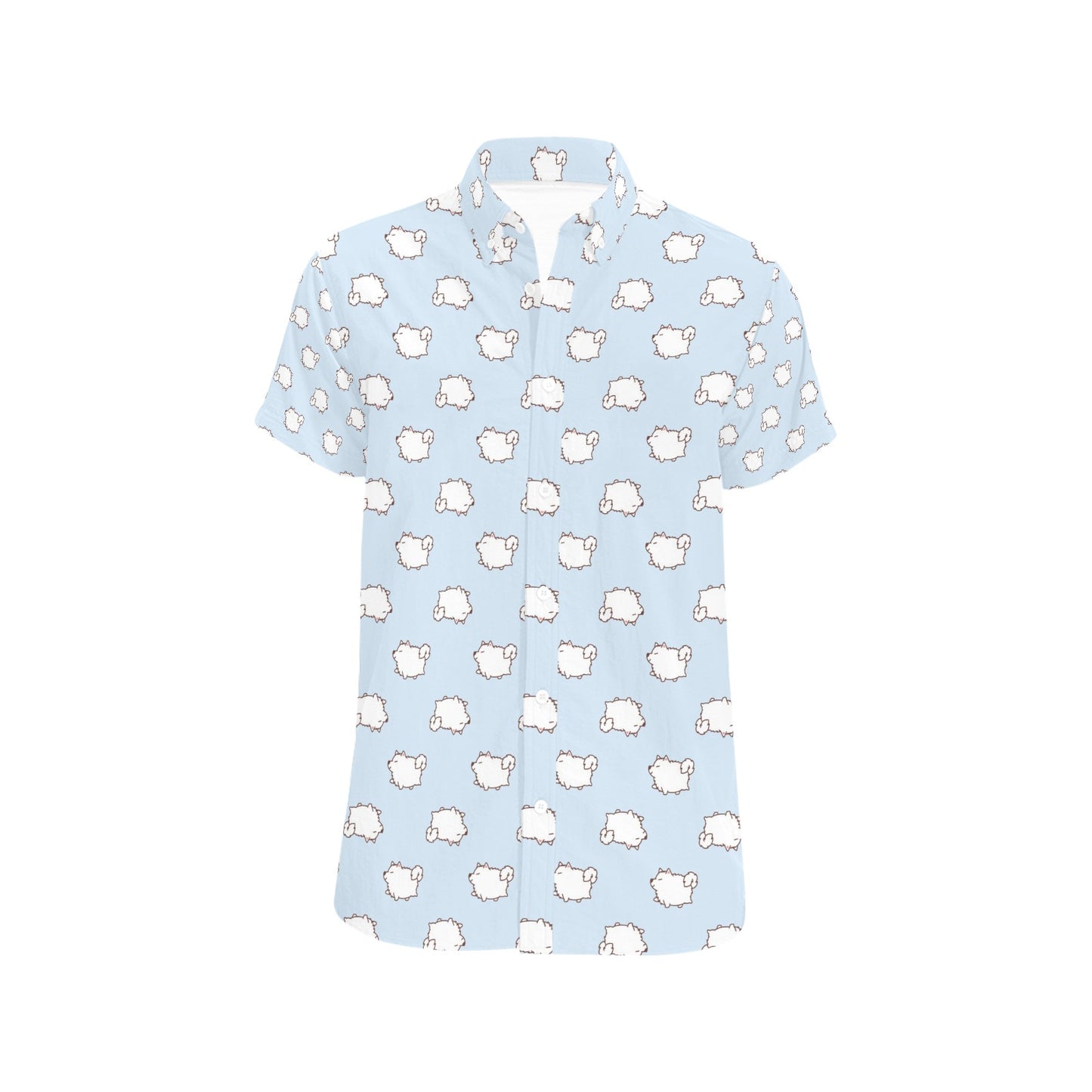 Samoyeds Print Design LKS301 Men Short Sleeve Button Up Shirt