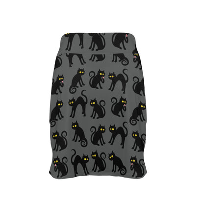 Black Cat Cute Print Pattern 17" Golf & Pickleball Skort with Pockets