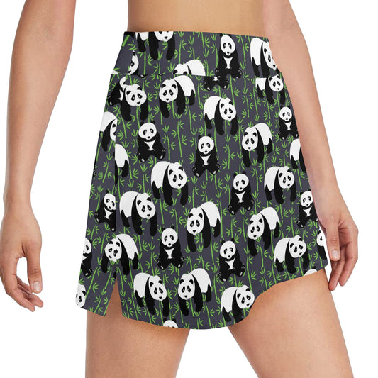 Panda Bear Bamboo Themed Print 17" Golf & Pickleball Skort with Pockets