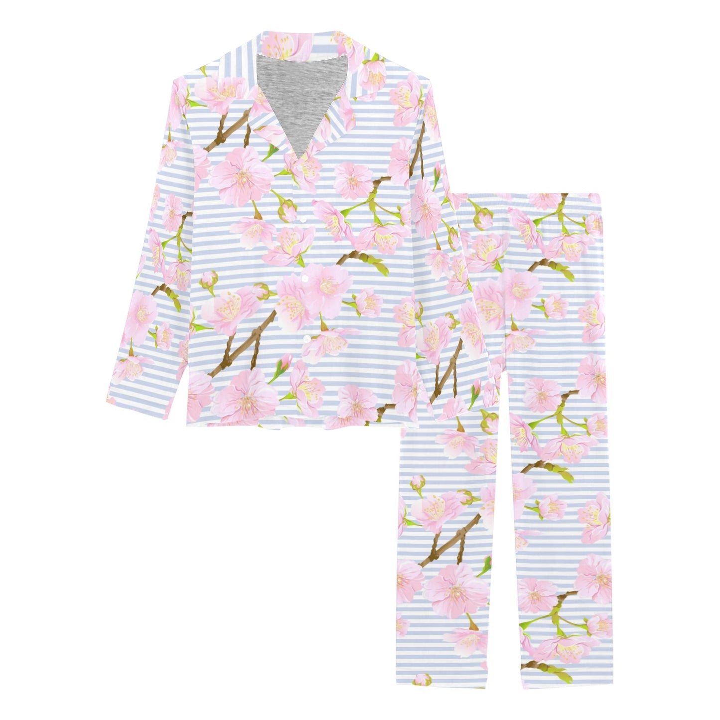 Pink Cherry Blossom Sakura Women's Long Pajama Set