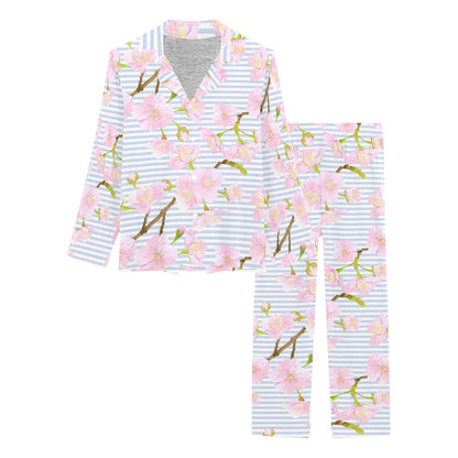 Pink Cherry Blossom Sakura Women's Long Pajama Set