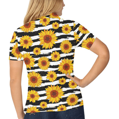 Sunflower Pattern Print Design SF010 Women's Polo Shirt