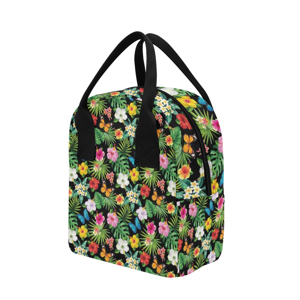 Hibiscus With Butterfly Print Design LKS305 Insulated Lunch Bag