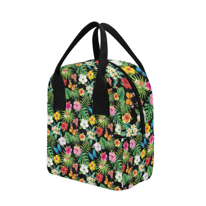 Hibiscus With Butterfly Print Design LKS305 Insulated Lunch Bag
