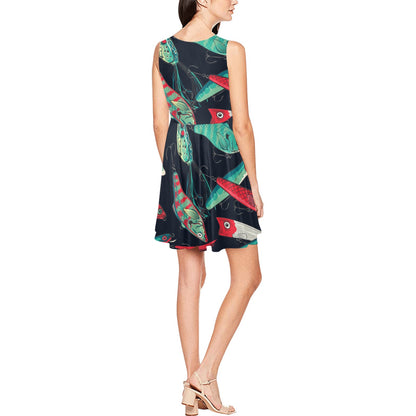Fishing Bait Pattern Sleeveless Dress