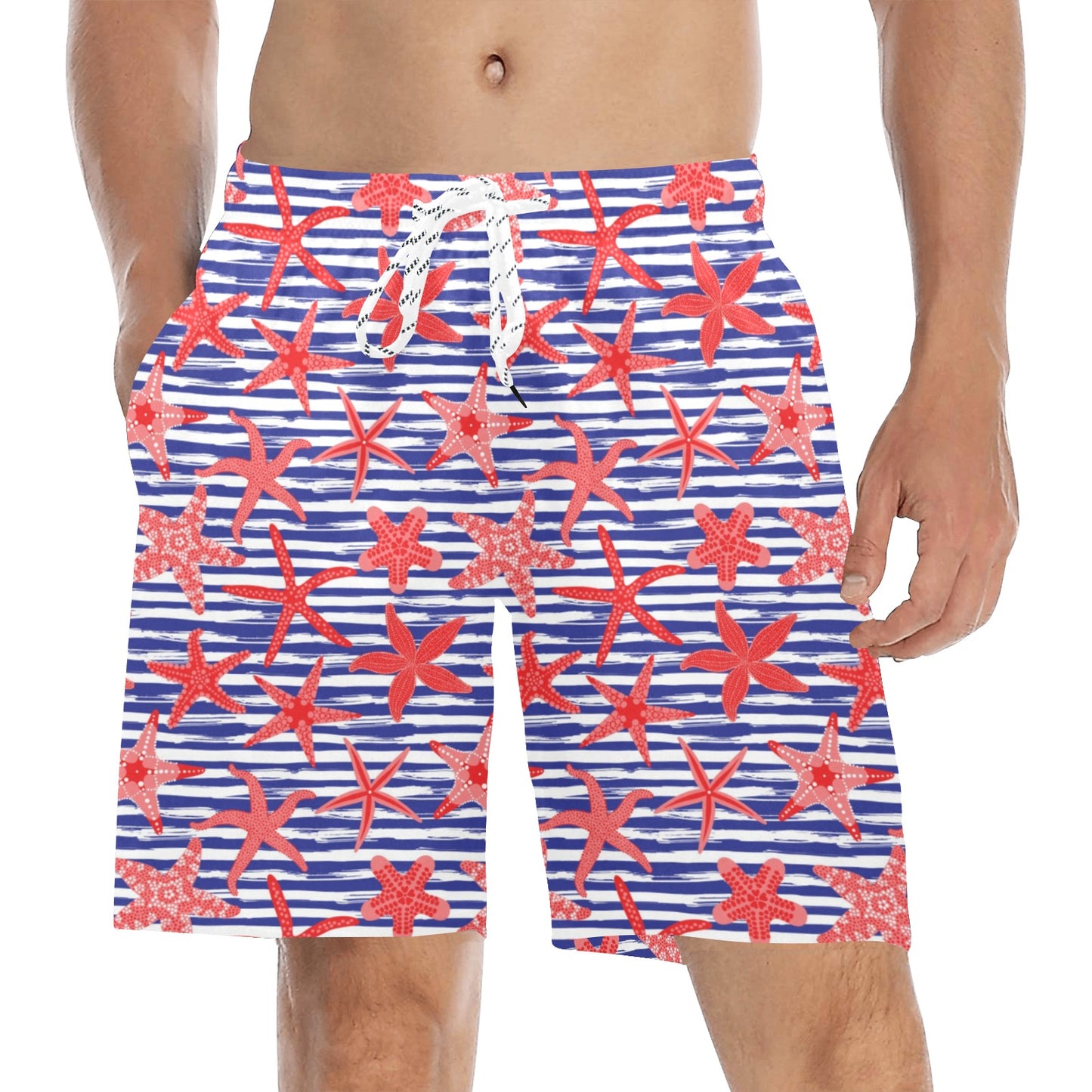 Starfish Print Design LKS401 Men's Swim Trunks Beach Shorts