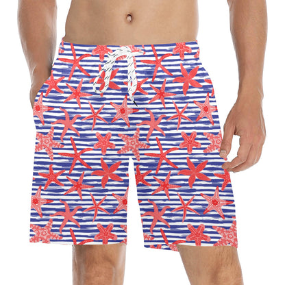 Starfish Print Design LKS401 Men's Swim Trunks Beach Shorts