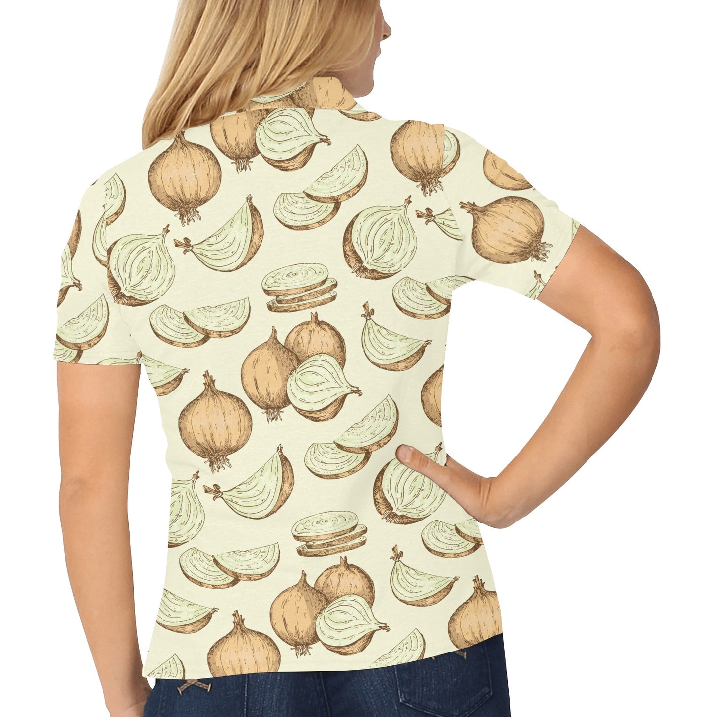 Onion Pattern Print Design A02 Women's Polo Shirt