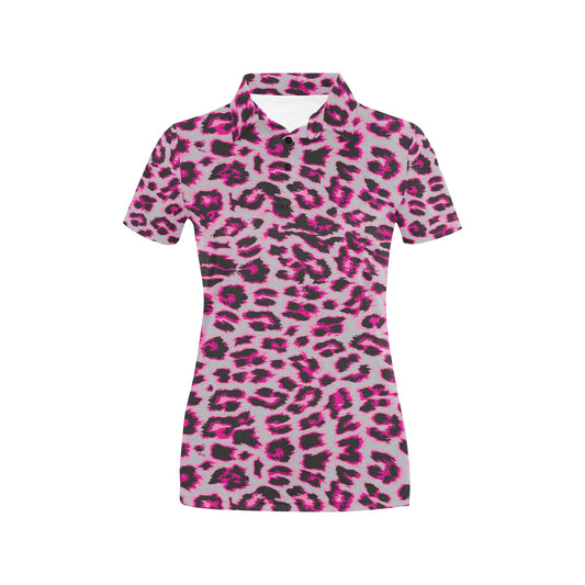 Leopard Pattern Print Design 02 Women's Polo Shirt