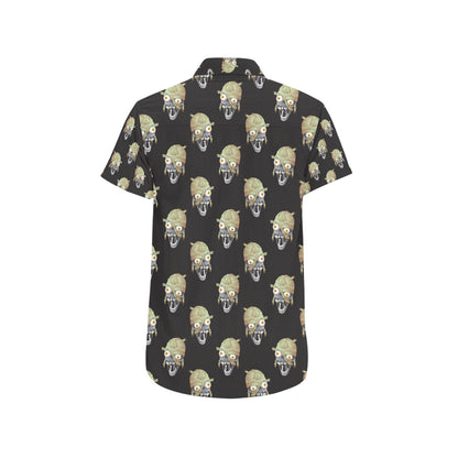 Mummy Print Design LKS304 Men Short Sleeve Button Up Shirt