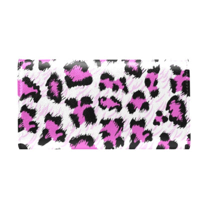 Leopard Pink Skin Print Women's Trifold Wallet