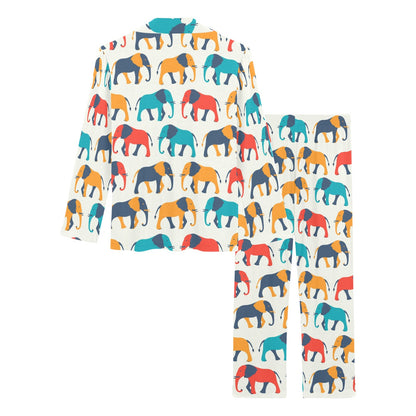 Elephant Colorful Print Pattern Women's Long Pajama Set