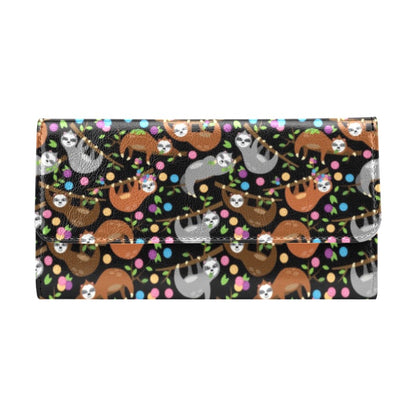 Sloth Print Design LKS306 Women's Trifold Wallet