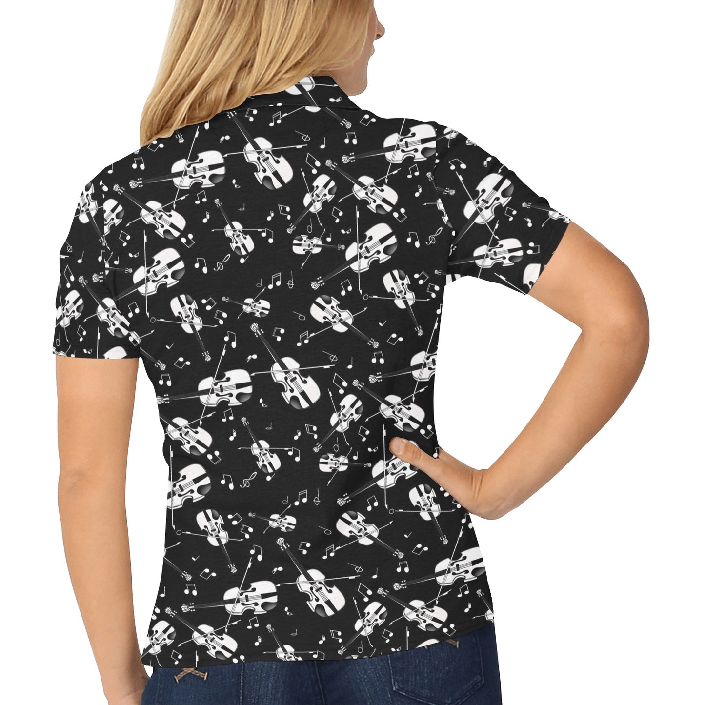 Violin Print Design LKS404 Women's Polo Shirt
