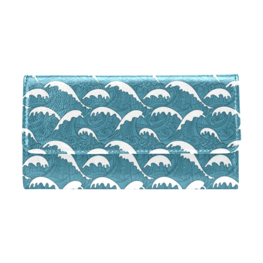 Surf Wave Tribal Design Women's Trifold Wallet
