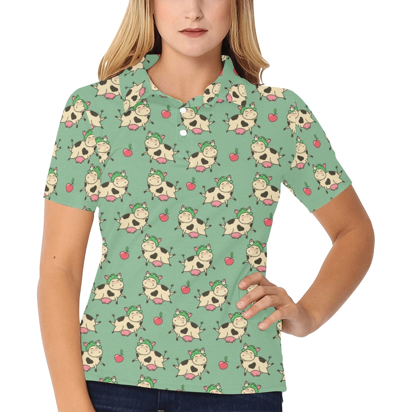 Cattle Print Design LKS402 Women's Polo Shirt