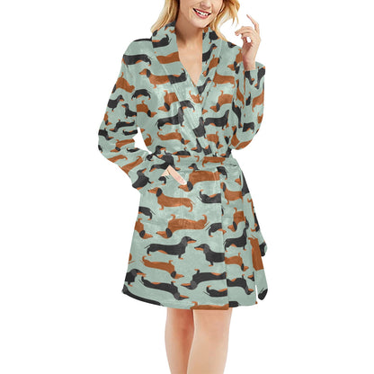 Dachshund Cute Print Pattern Women's Fleece Robe